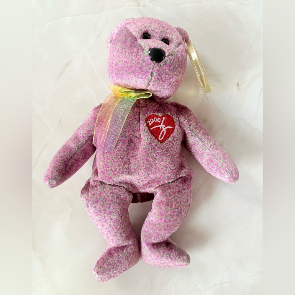 Vintage Ty Beanie Baby 2000 Signature Bear Purple Retired